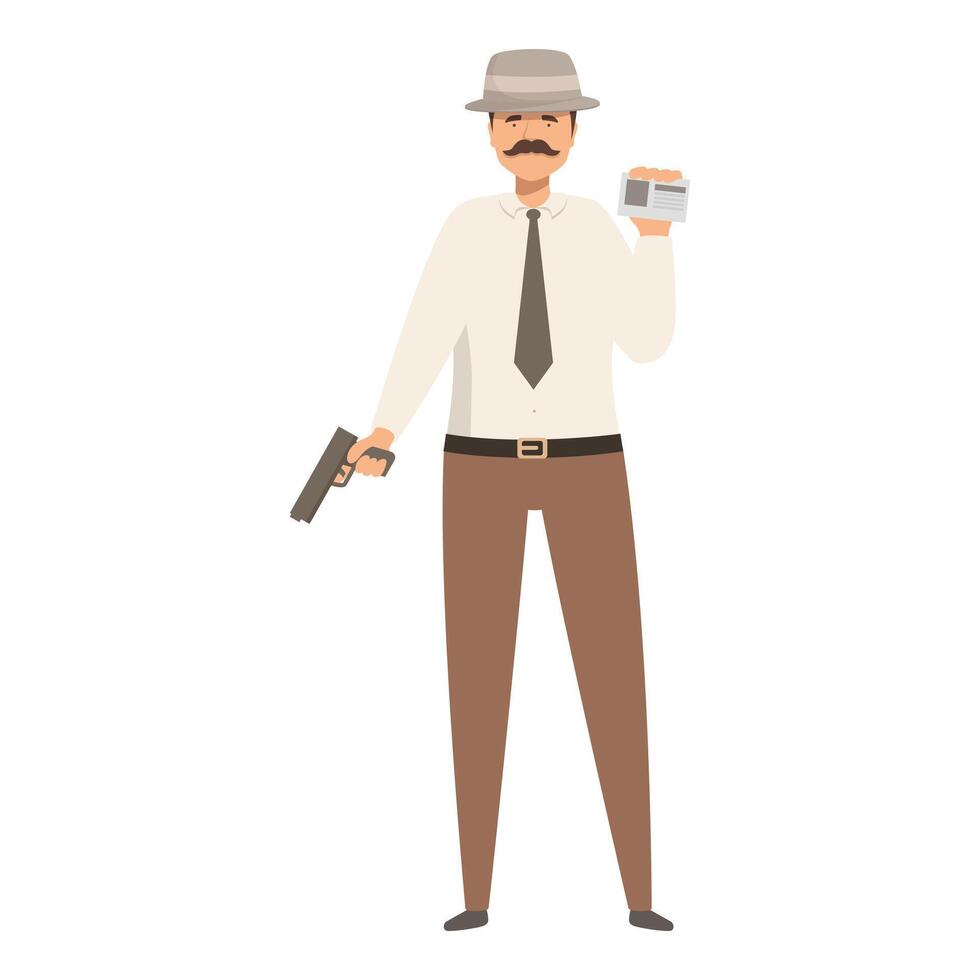 Undercover cop showing badge and holding gun vector