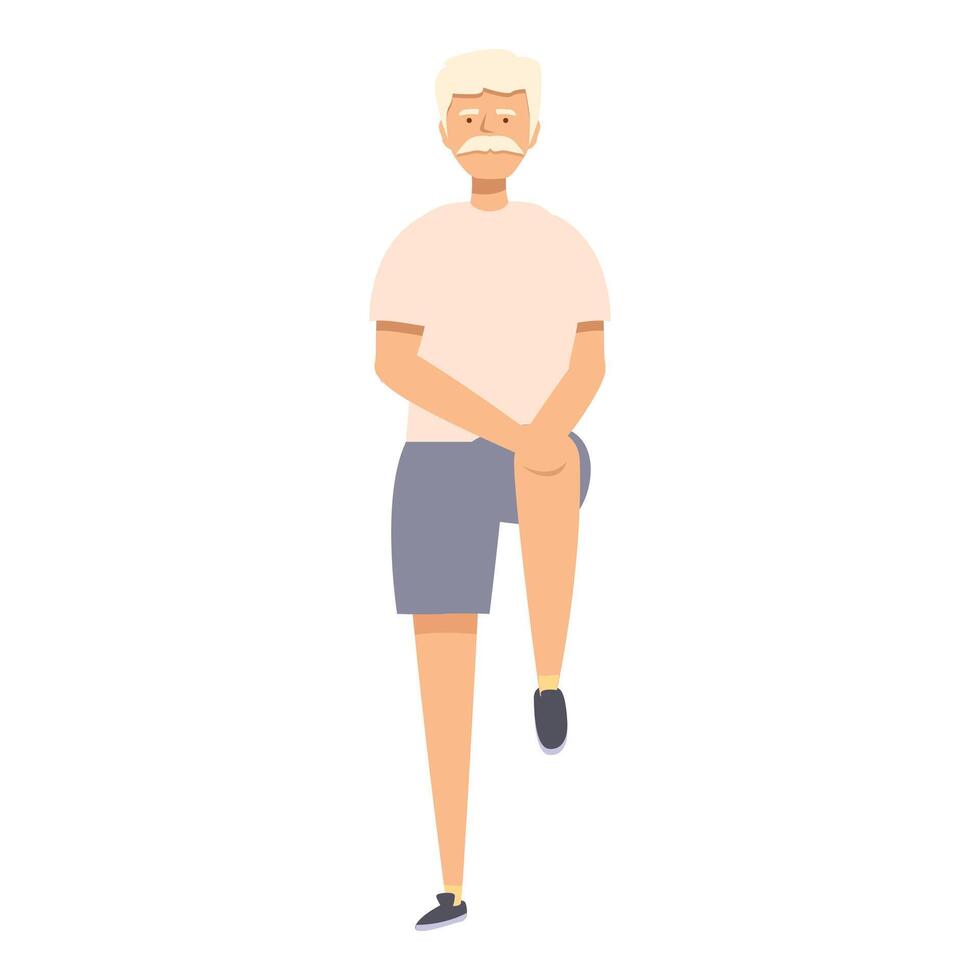 Senior man stretching leg before starting his daily workout routine vector