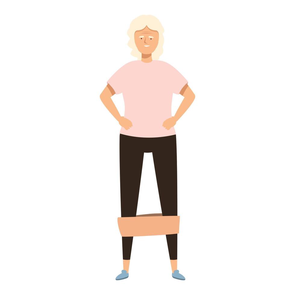 Senior woman exercising with elastic band at home vector