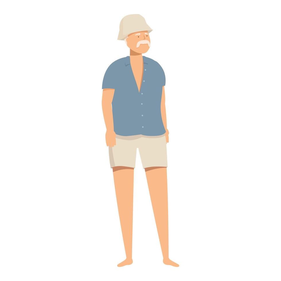Illustration of a retired man enjoying his vacation vector