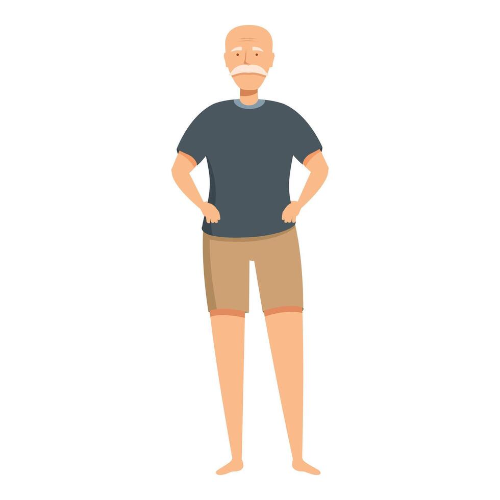 Senior man standing in summer clothes putting hands on hips vector