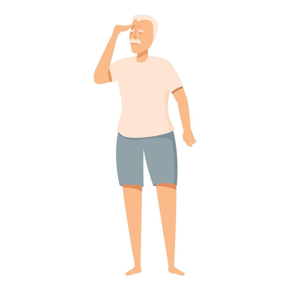 Senior man looking far away trying to remember something vector
