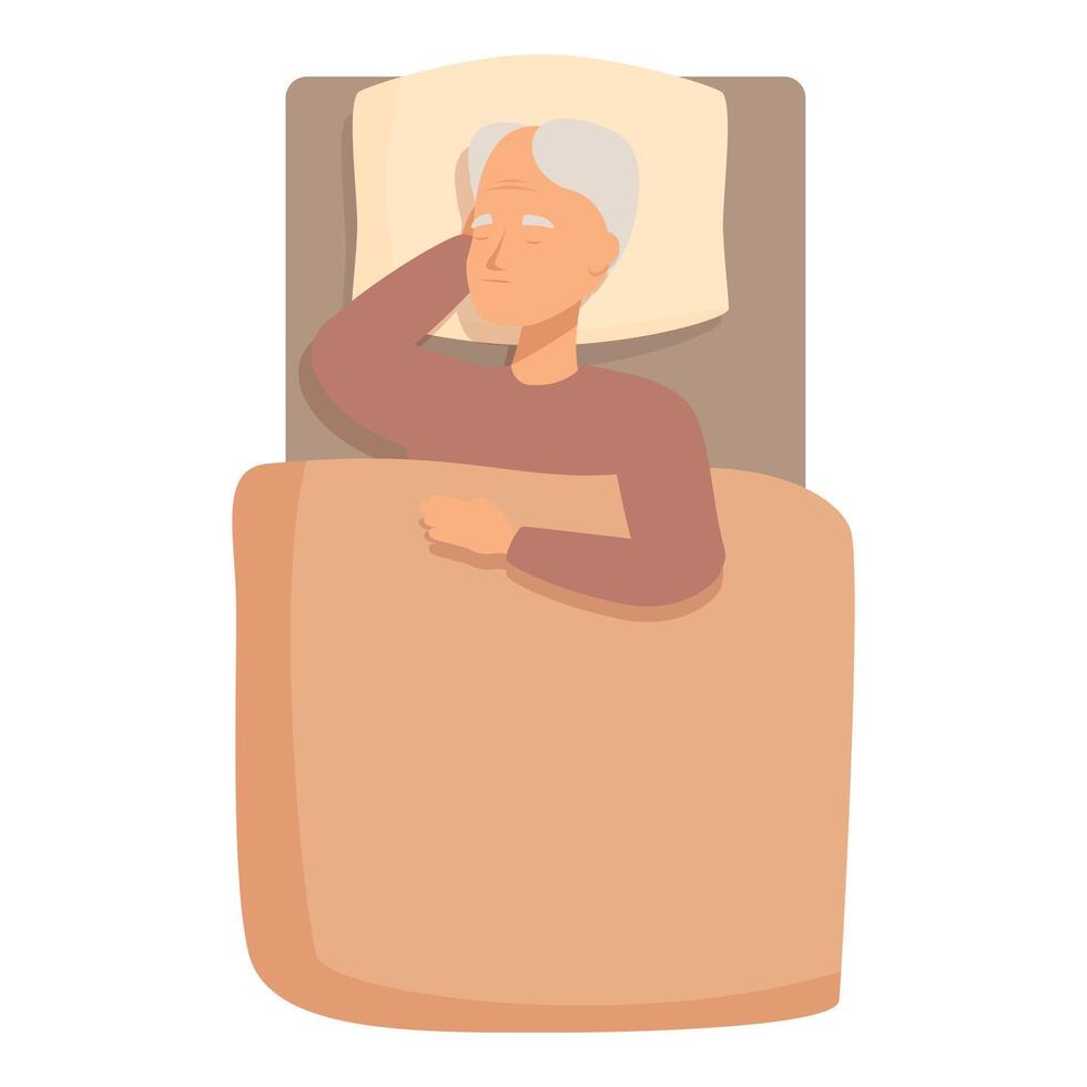 Senior man sleeping peacefully in bed with eyes closed vector
