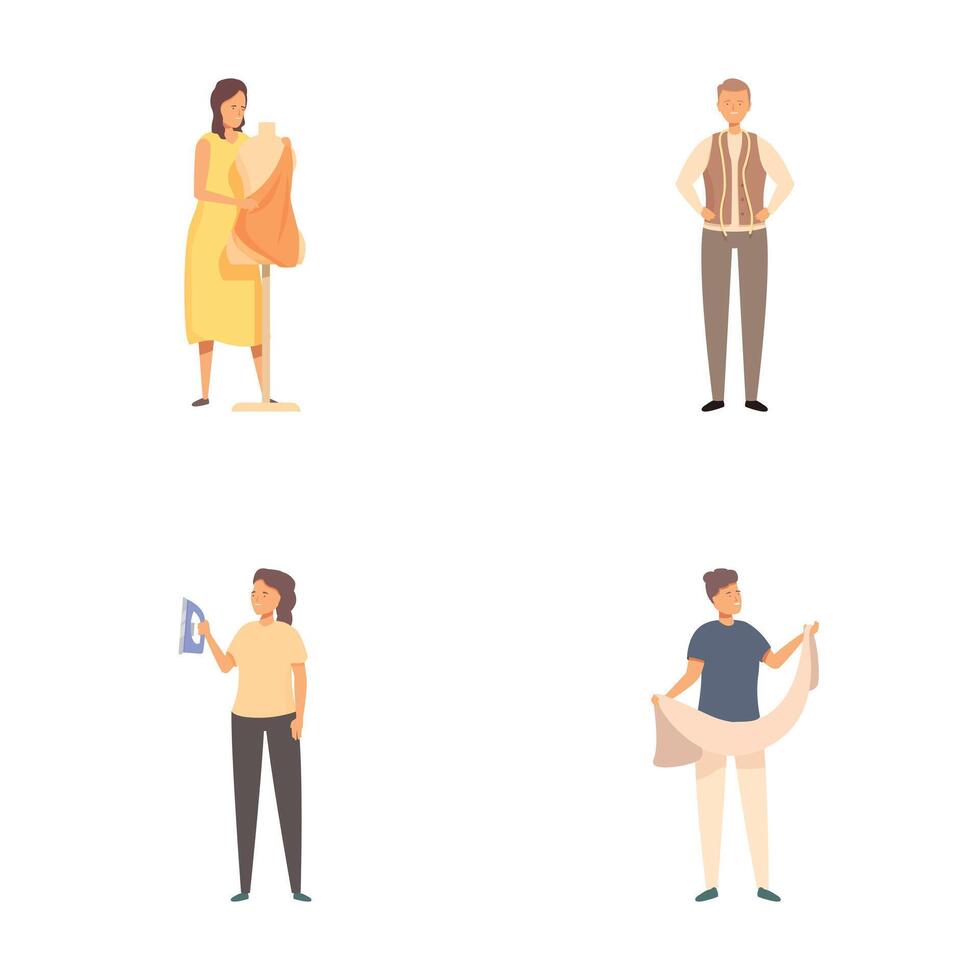 Set of diverse people performing daily activities vector