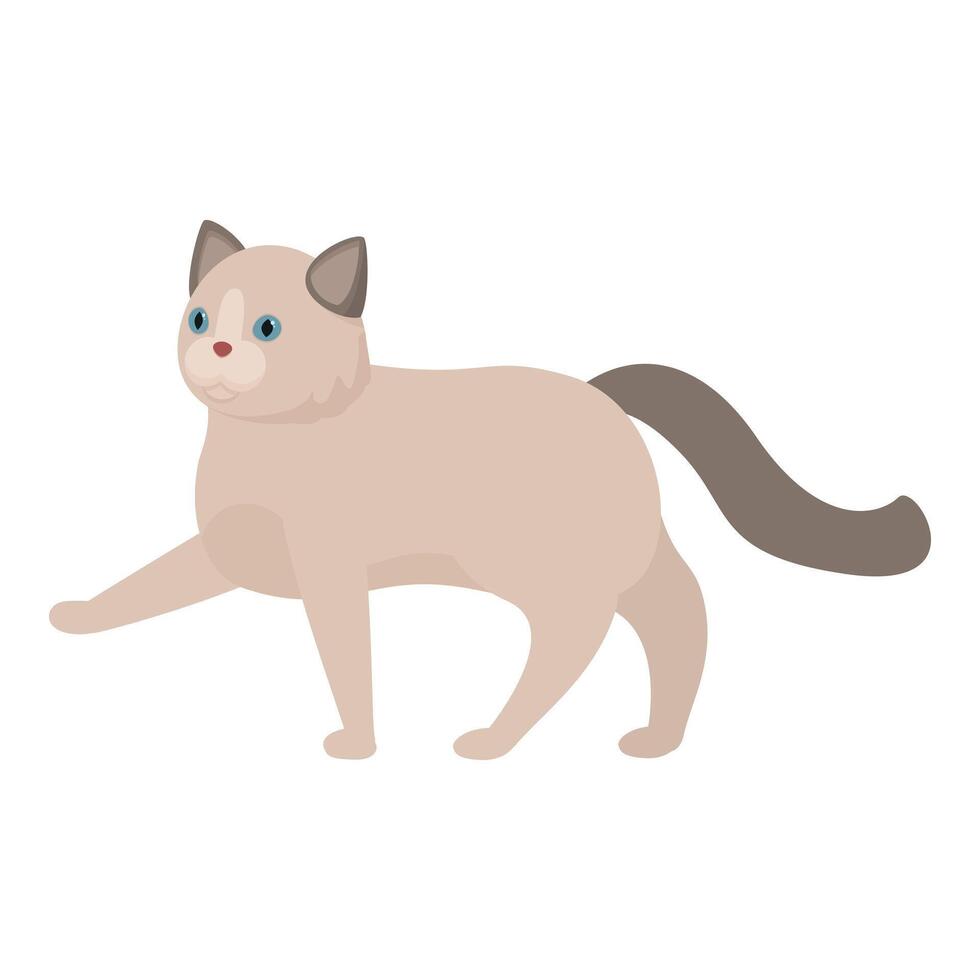 Beige cat walking with raised paw illustration vector