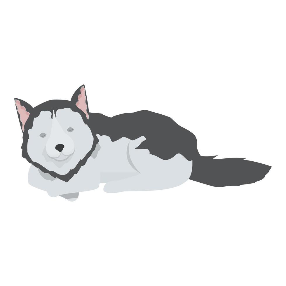 Cute siberian husky dog sleeping peacefully illustration vector