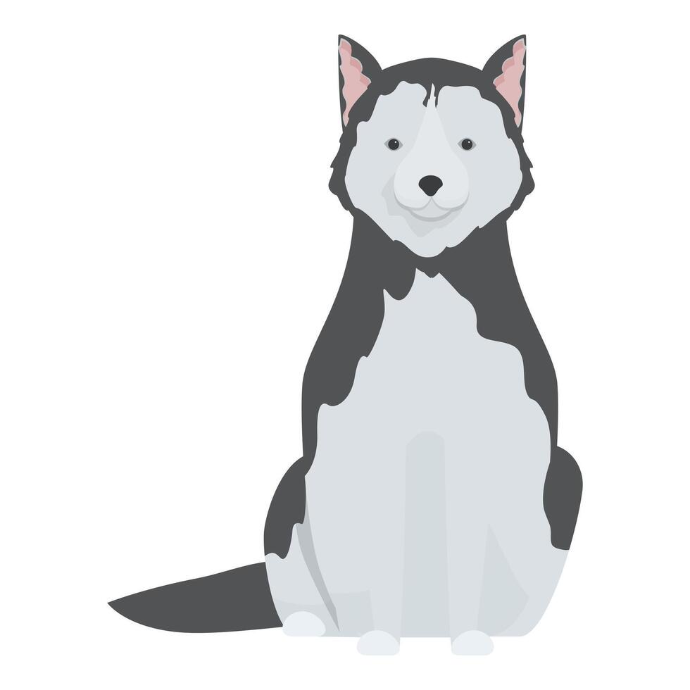Happy husky dog sitting with tongue out and wagging tail vector