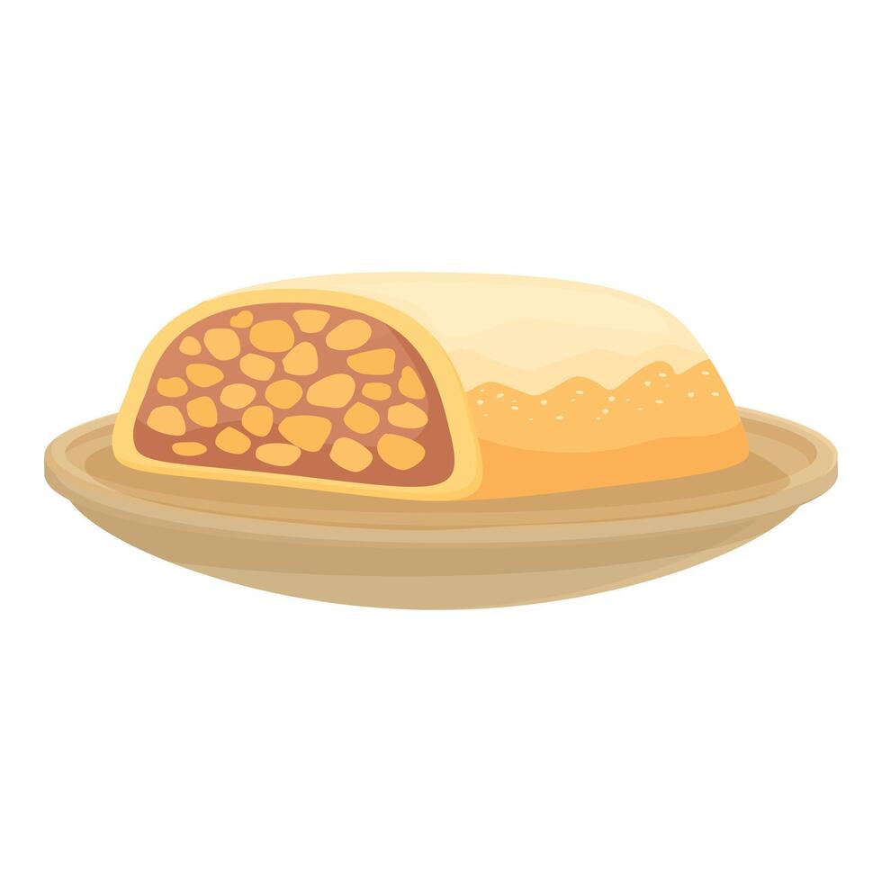 Apple pie lying on plate being served for dessert vector