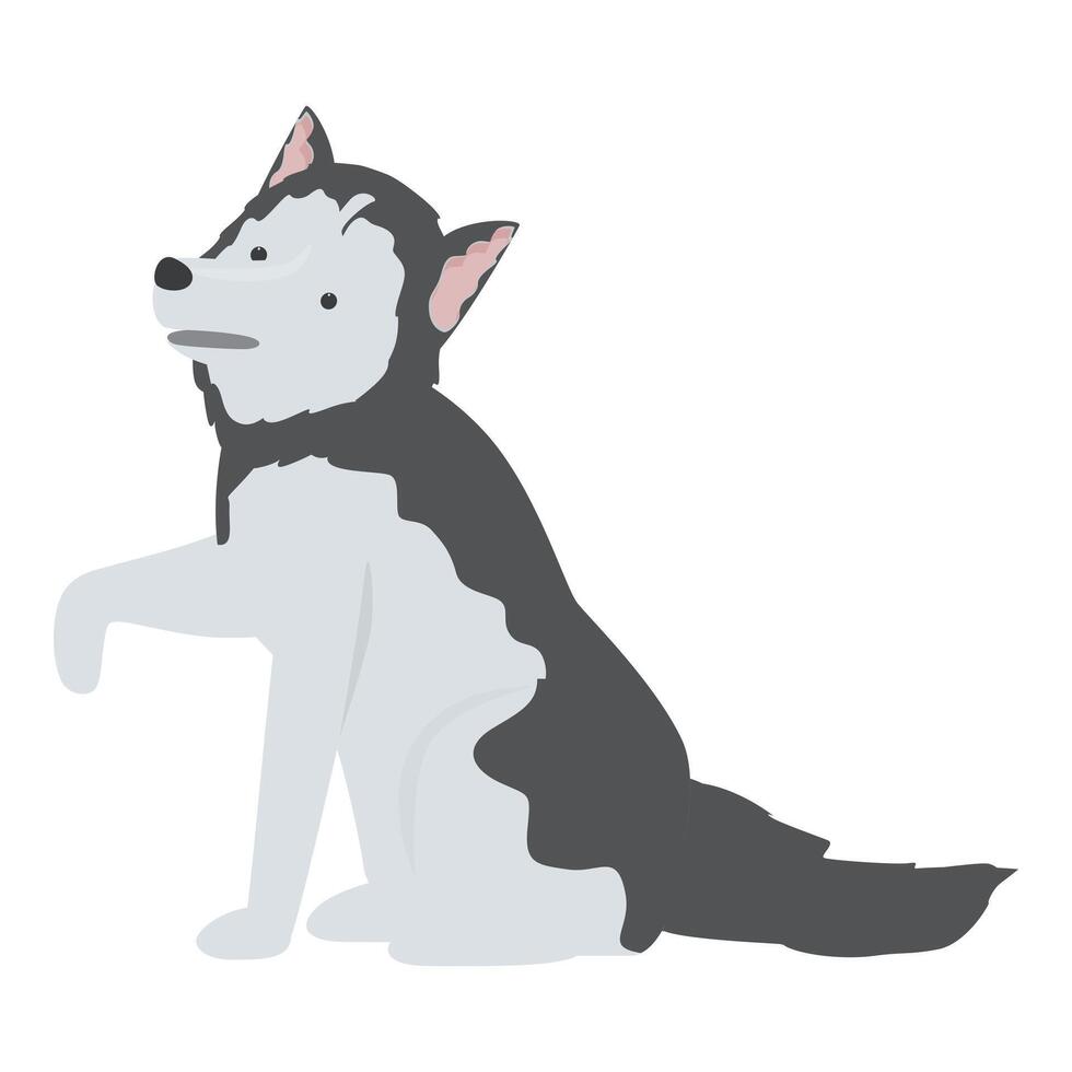 Adorable husky dog sitting and raising paw vector