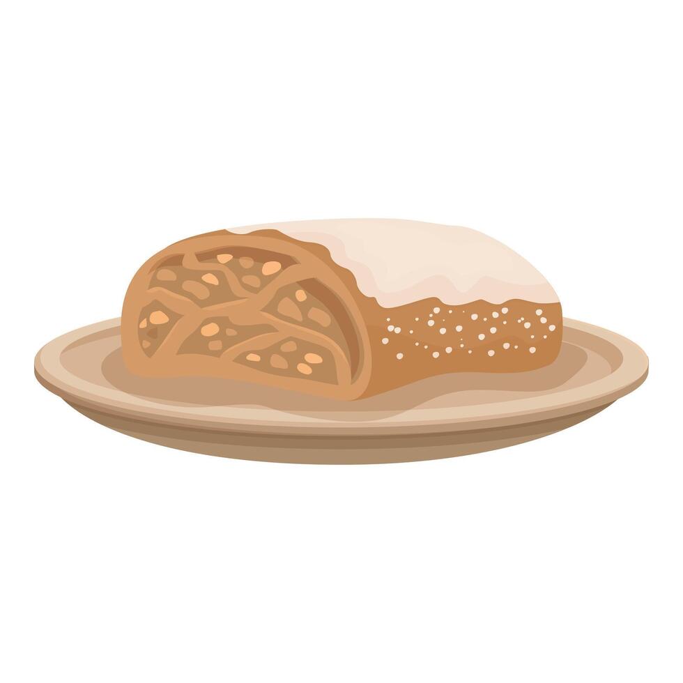Delicious apple strudel resting on a plate vector
