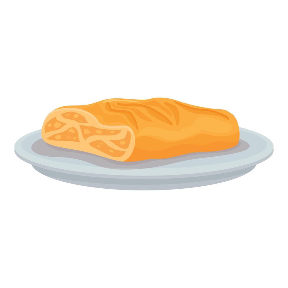 Apple strudel resting on a plate vector
