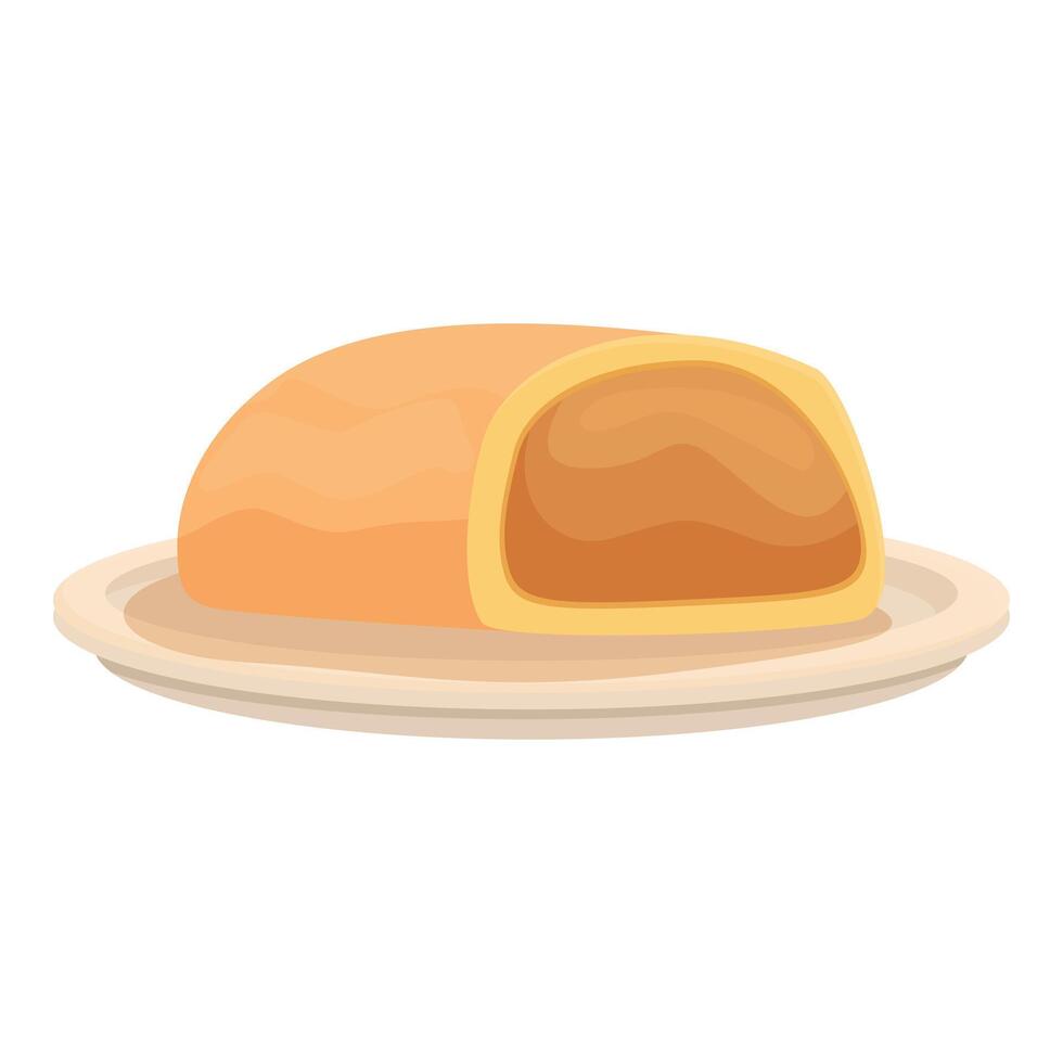 Delicious pie with filling resting on plate vector