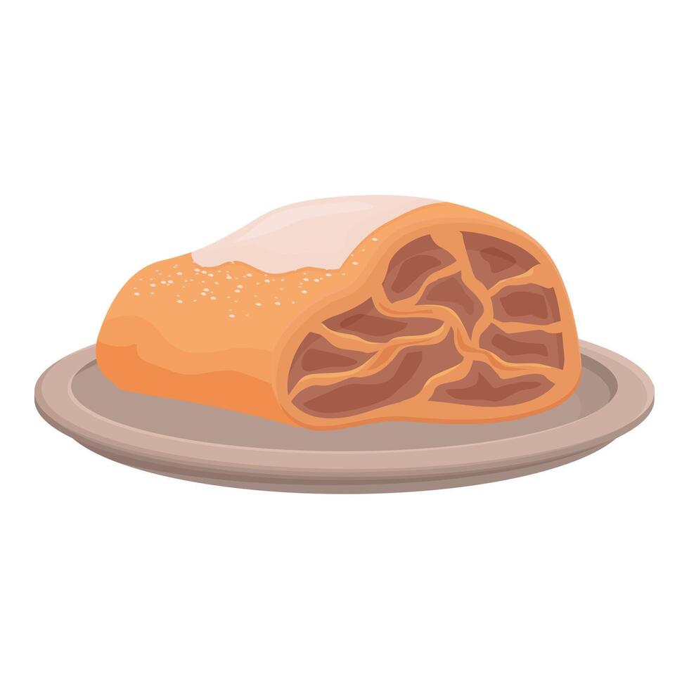 Delicious apple strudel resting on a plate vector