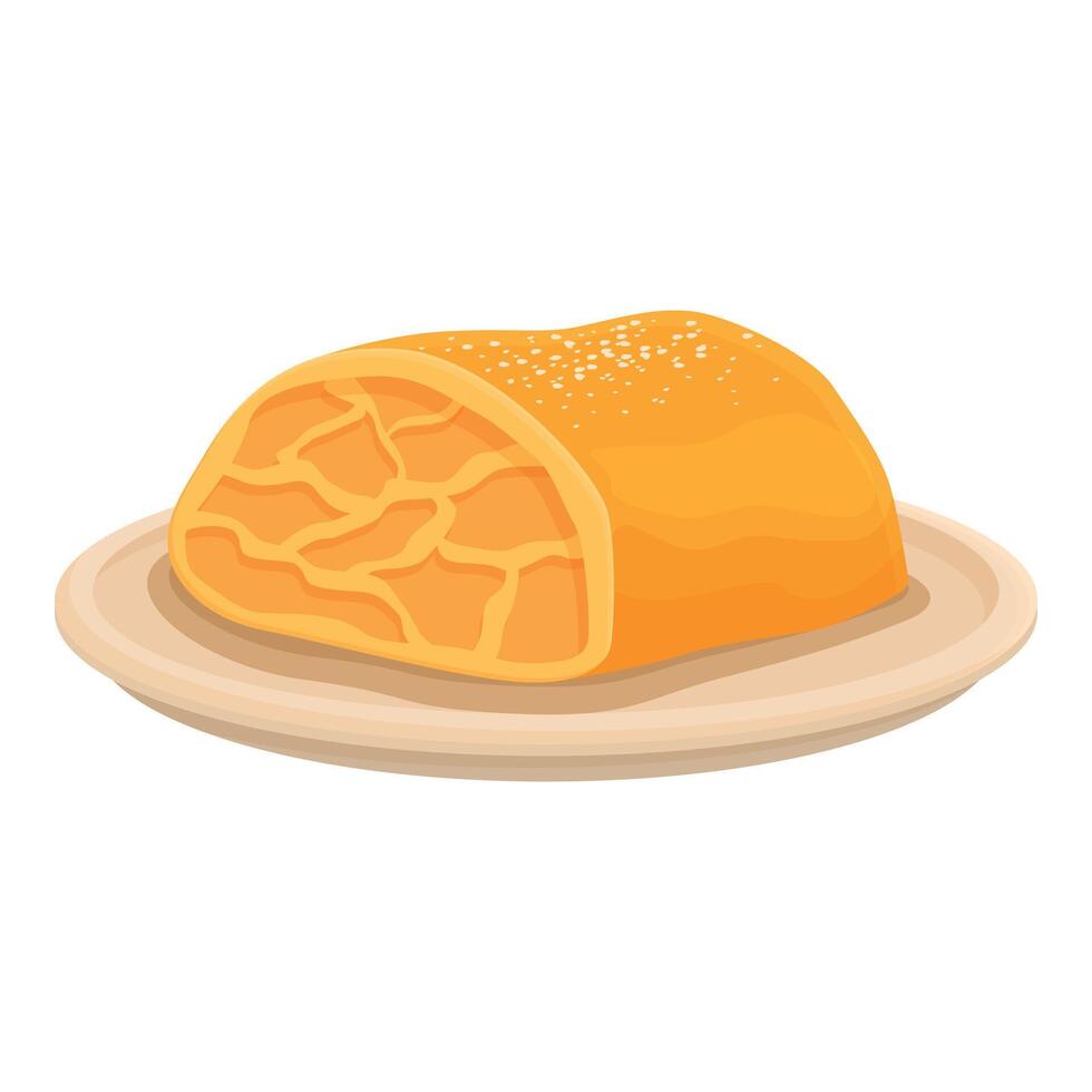 Freshly baked pumpkin roll resting on a plate vector