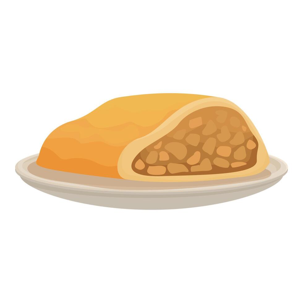 Delicious apple pie being served on a white plate vector