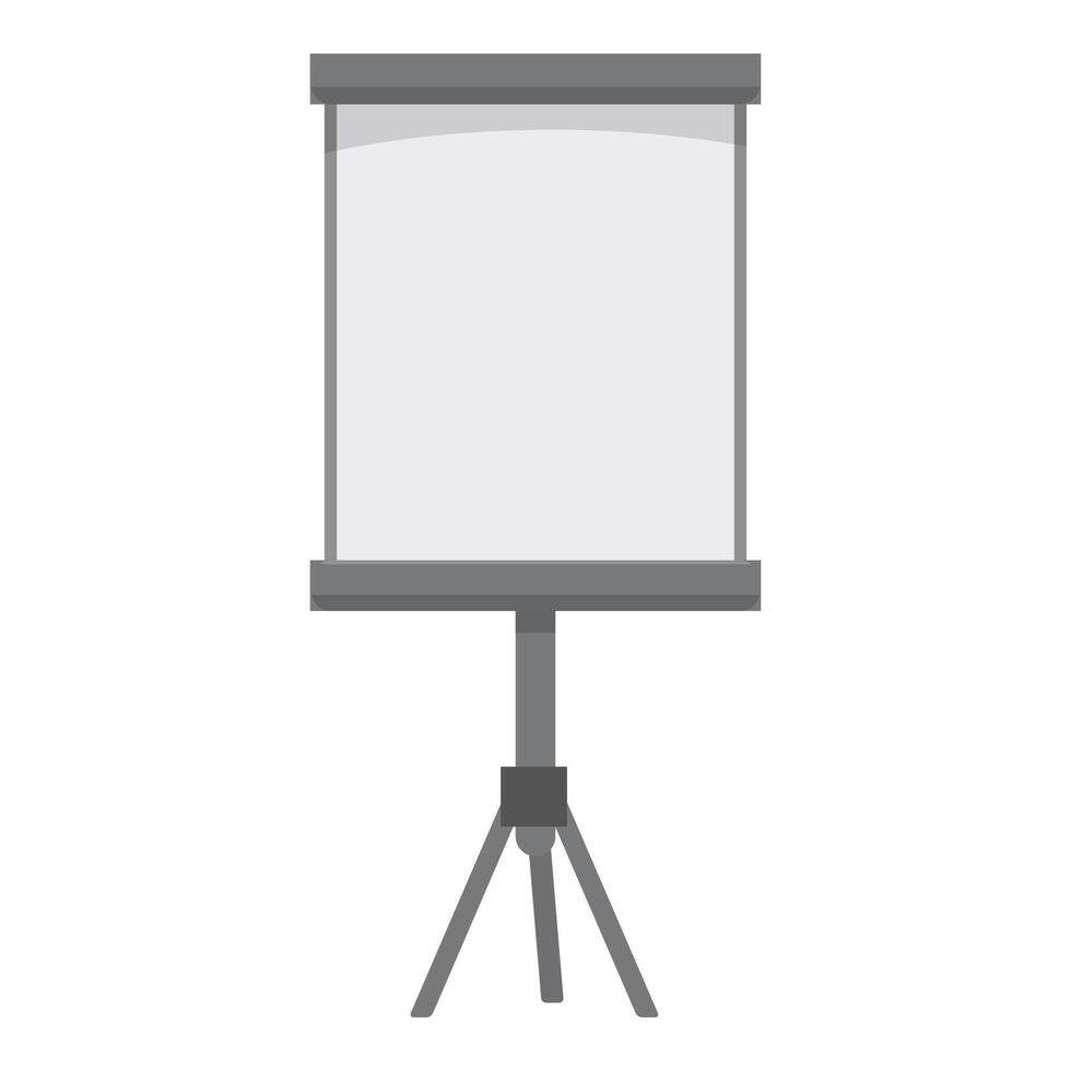 Blank white projection screen standing on tripod for presentation vector