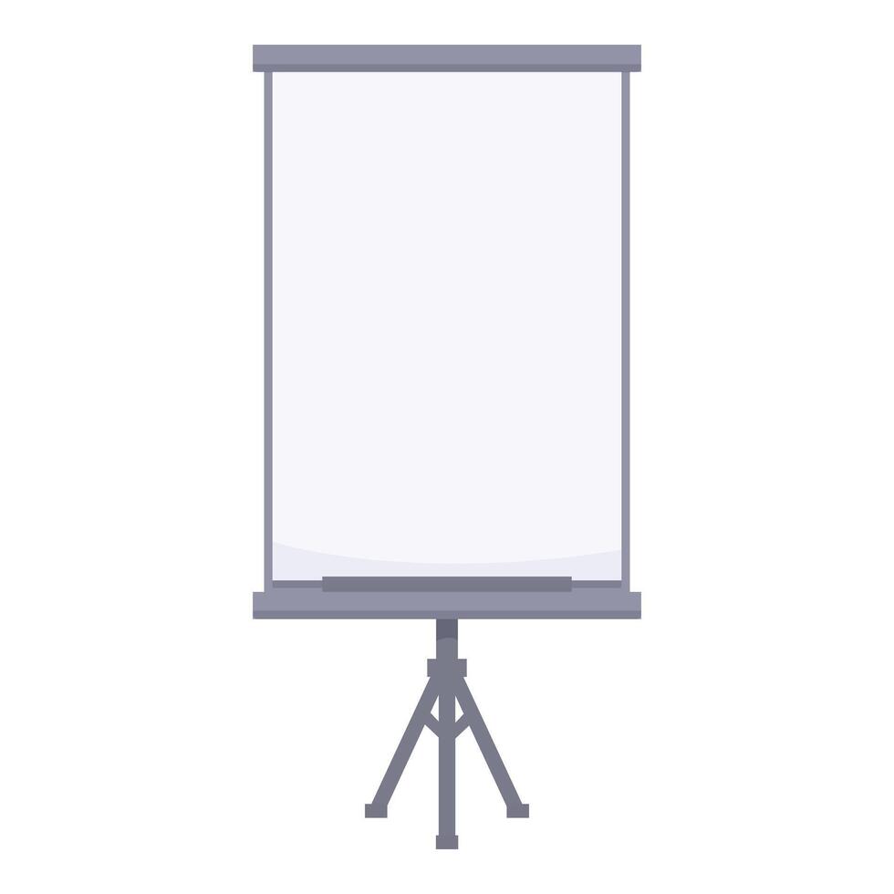 Blank projection screen standing on a tripod for presentations and home cinema vector