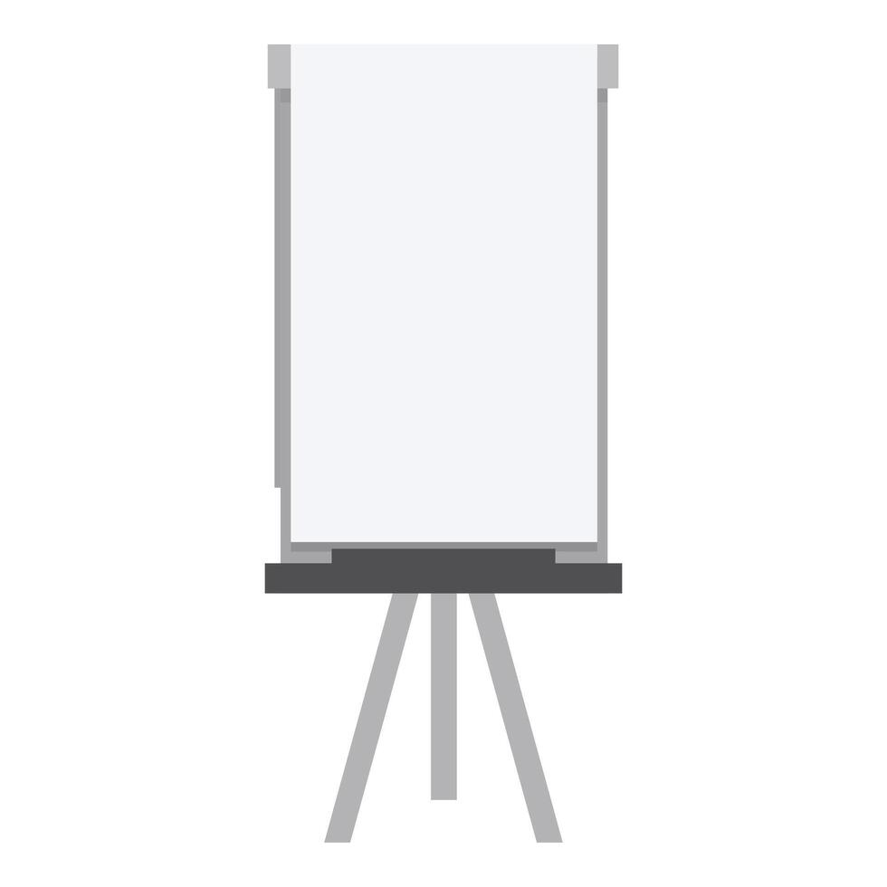 Empty whiteboard is standing on a tripod on white background vector