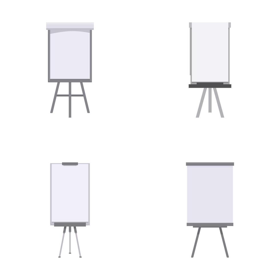 Set of blank flip charts on stands isolated on white vector