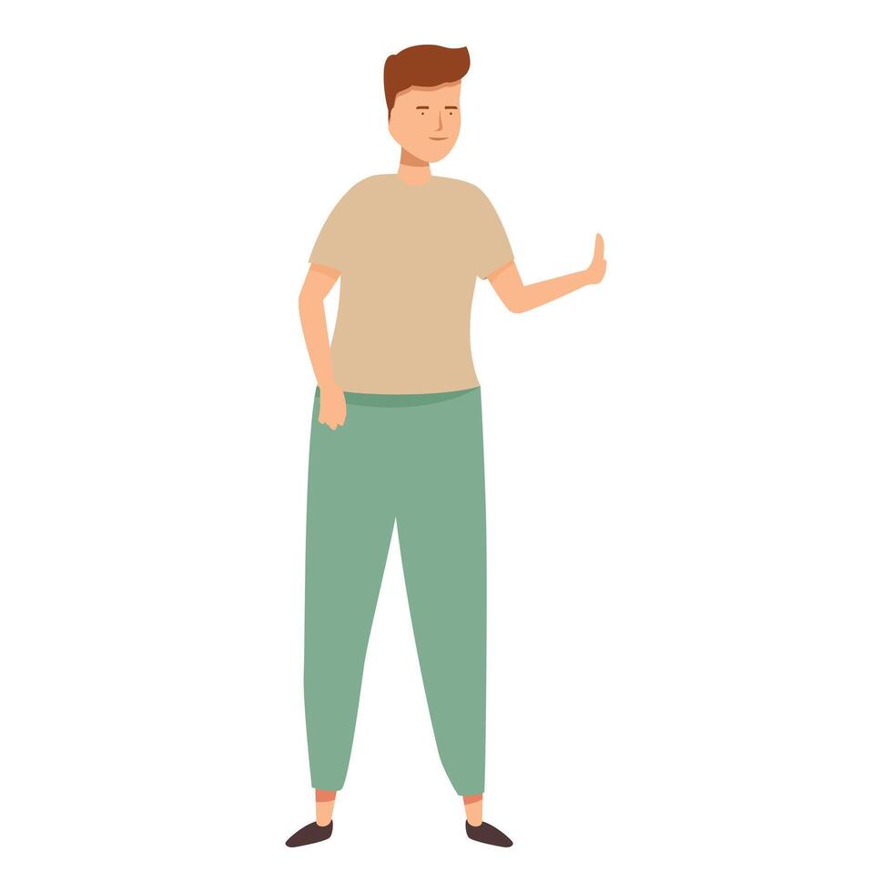 Young man showing stop gesture with hand vector