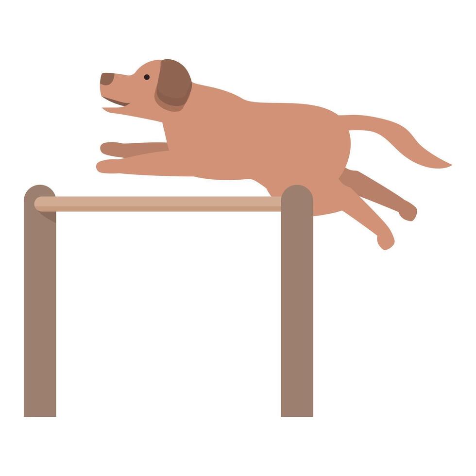 Brown dog jumping over an obstacle during training vector