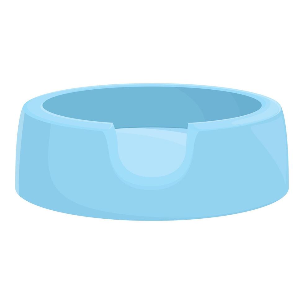 Empty round blue pet bowl standing on white background vector