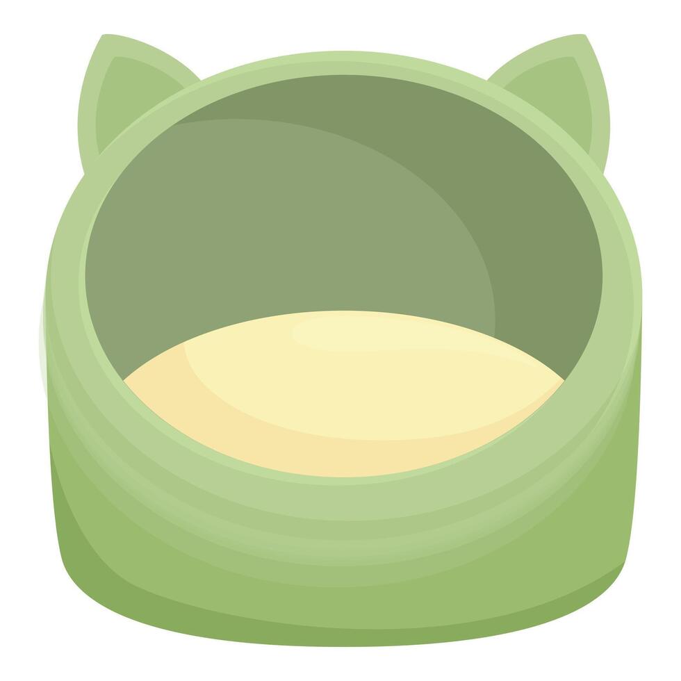 Green cat bed with ears providing comfort and style vector