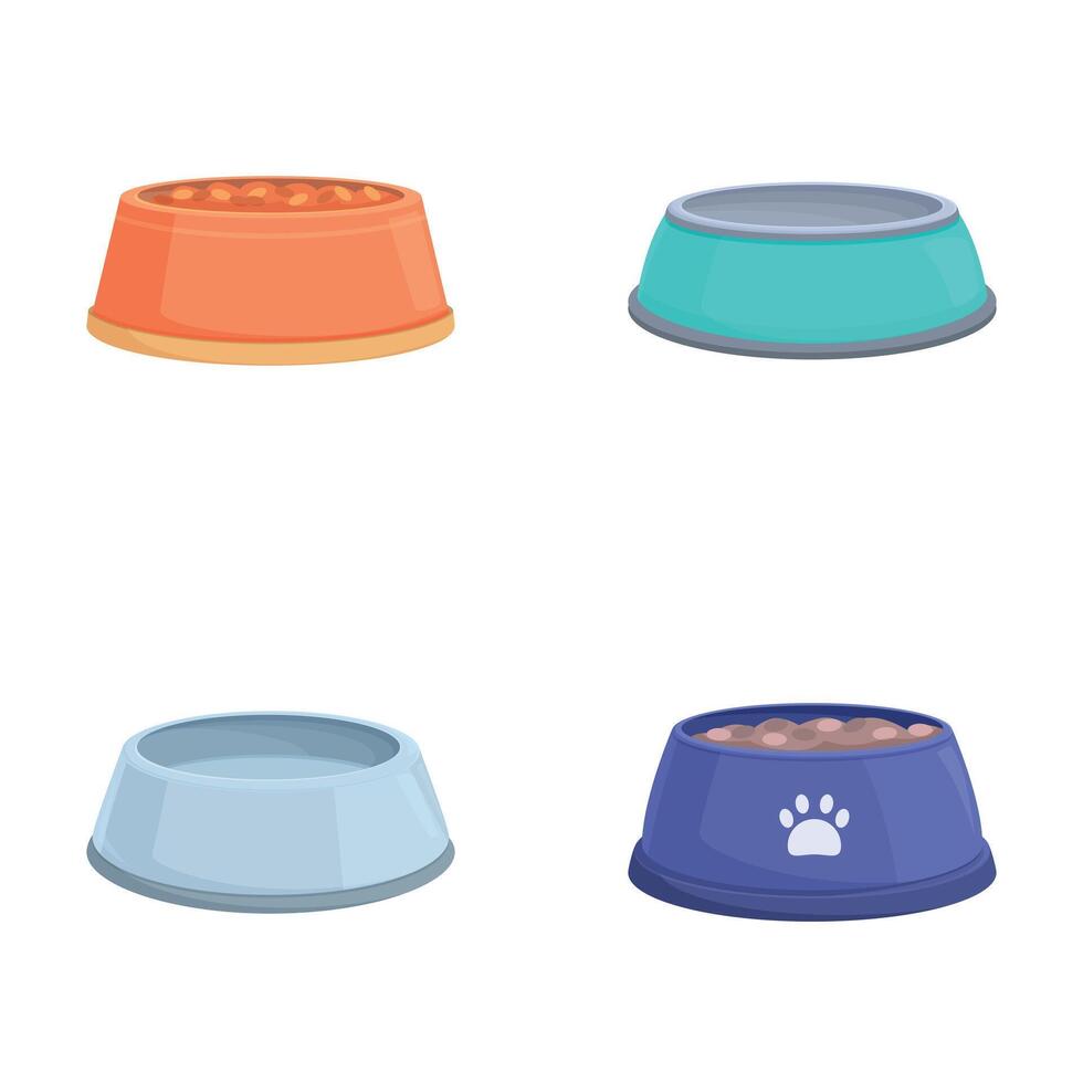 Assorted pet food bowls set vector