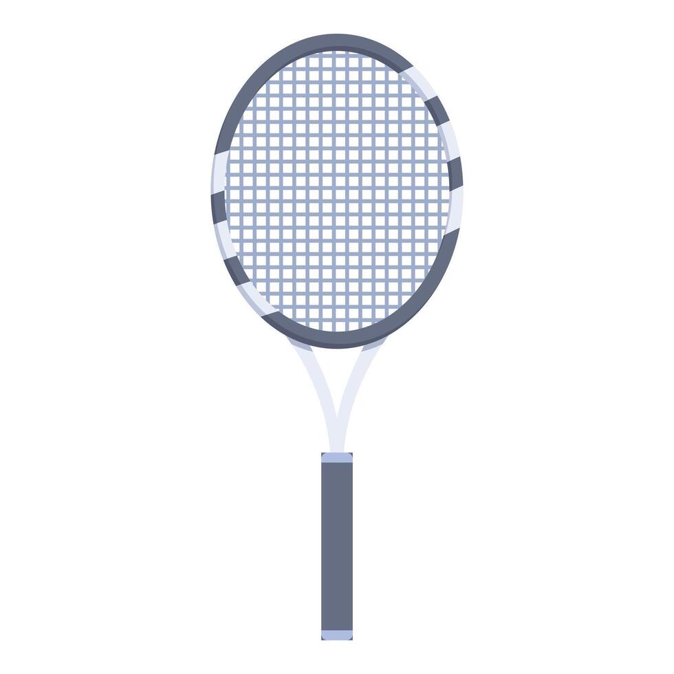 Tennis racket standing up with strings and handle on white vector