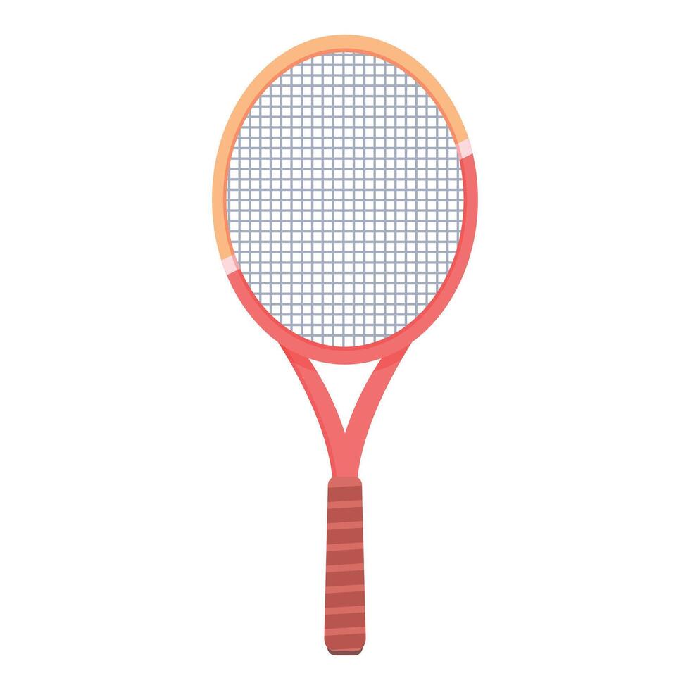 Tennis racket standing with wooden handle and round shape vector