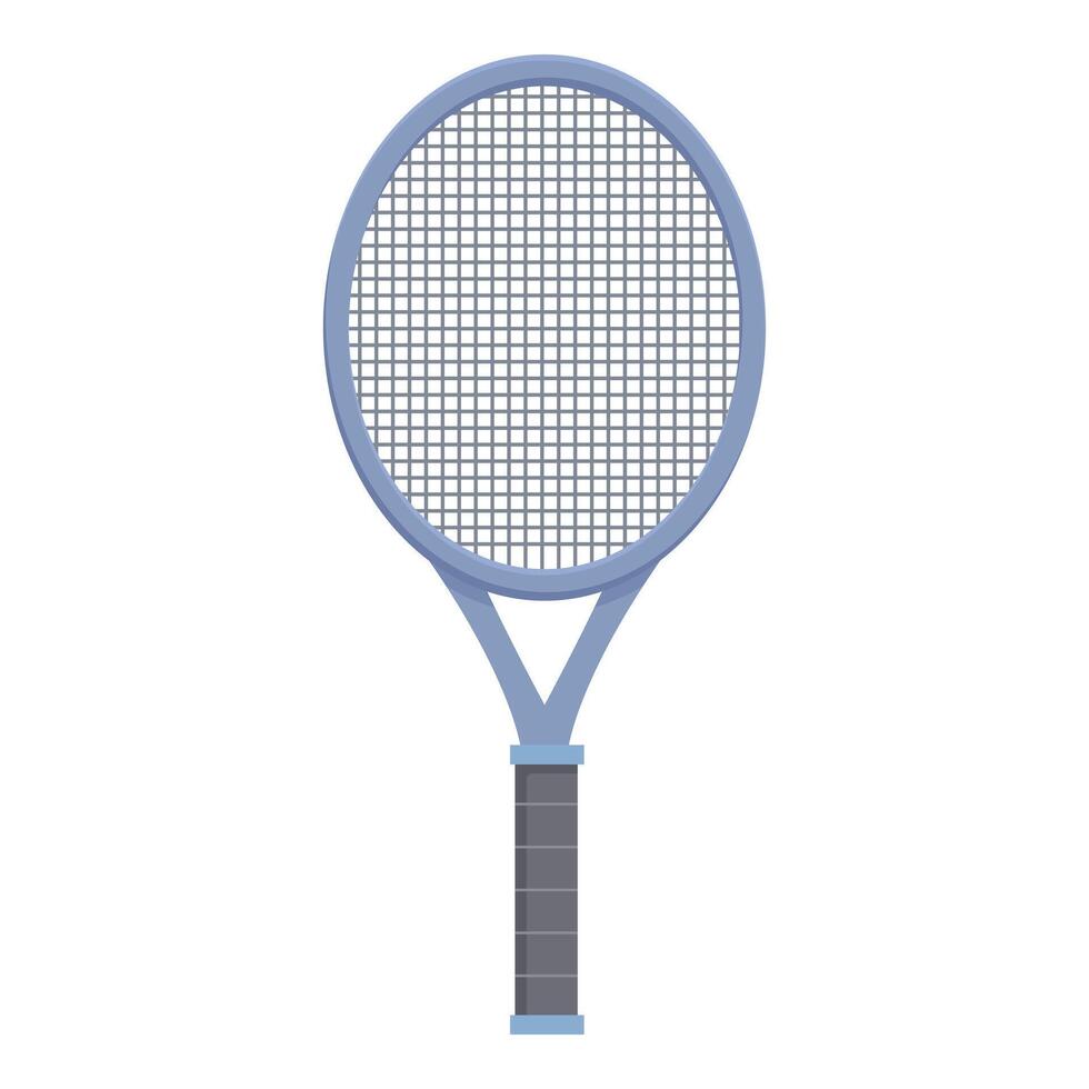 Blue tennis racket standing up with black grip on white background vector