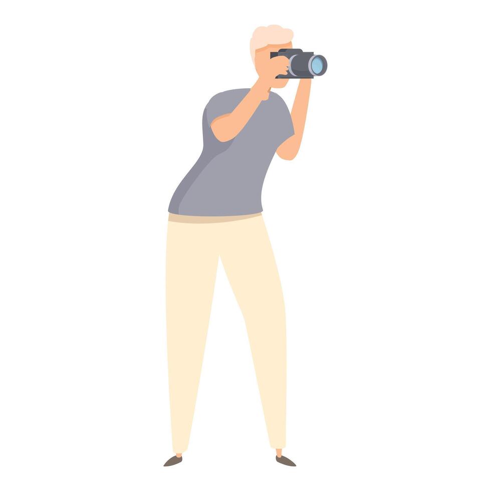 Professional photographer taking pictures with digital camera vector