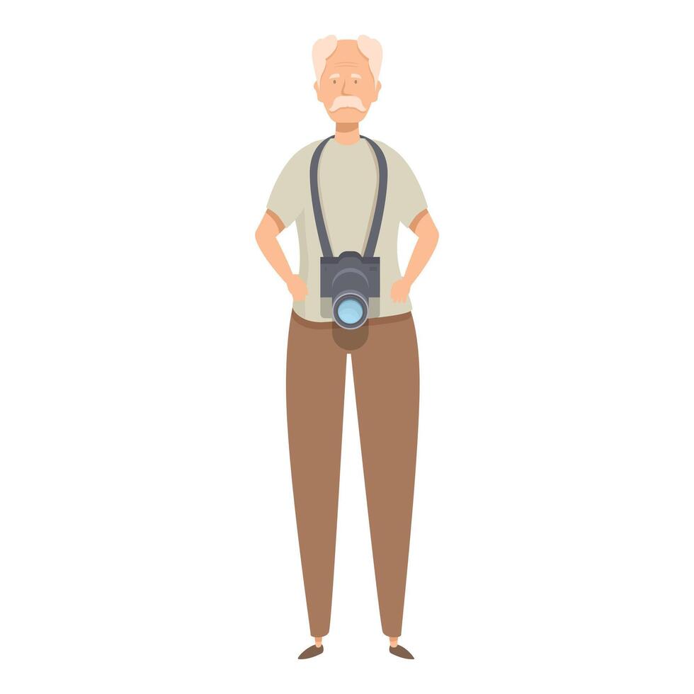 Senior photographer posing with camera around his neck vector