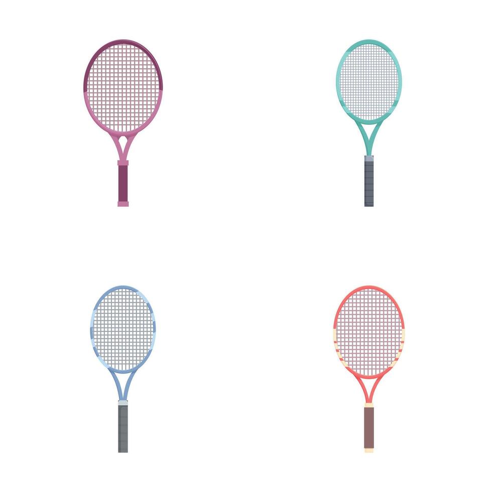 Set of four tennis rackets with different colors vector