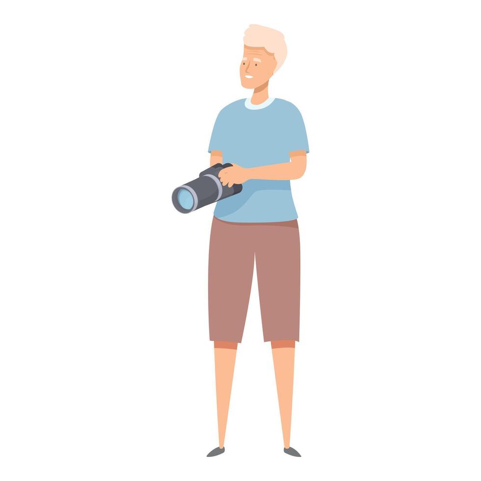 Photographer is holding a camera and smiling vector