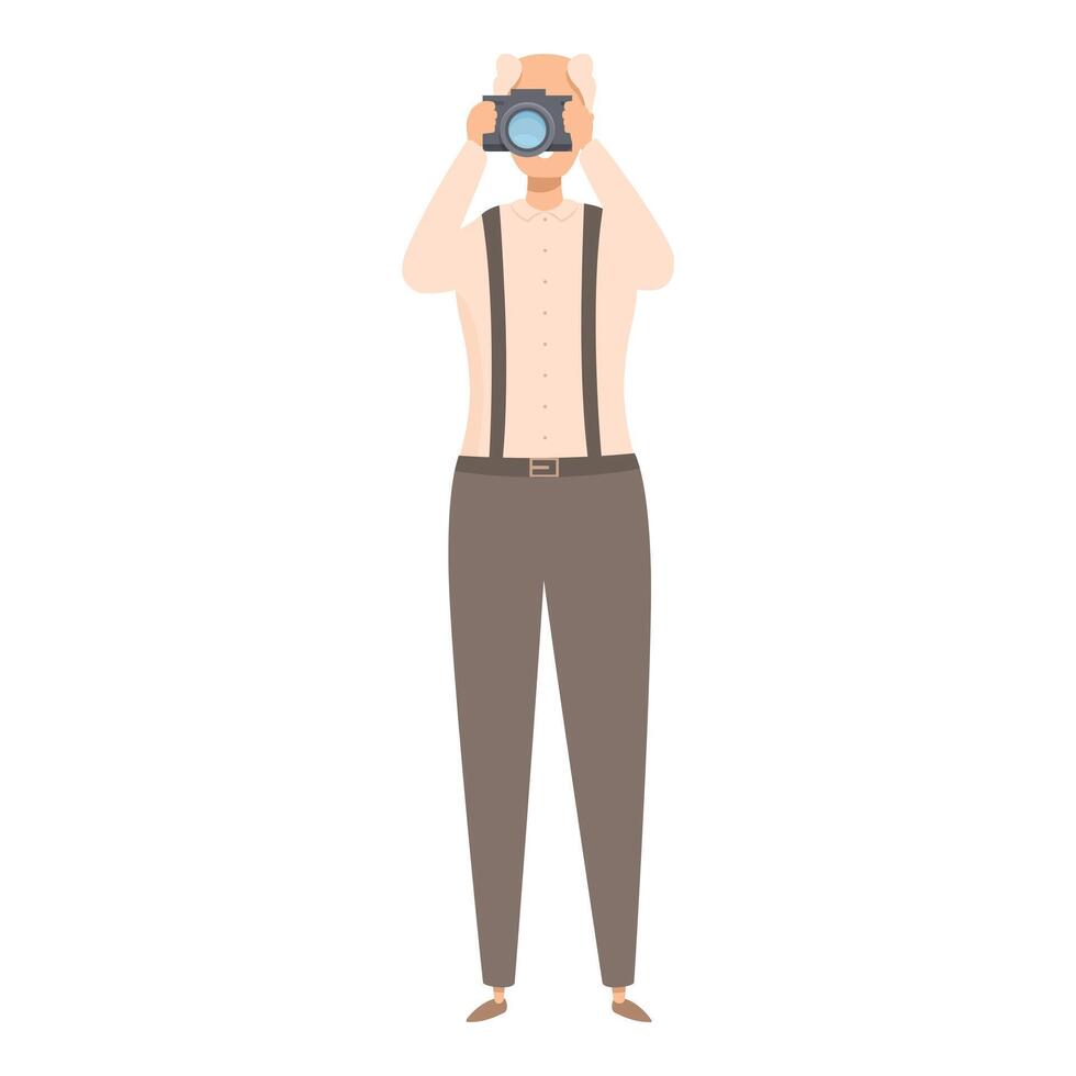 Professional photographer taking picture on camera vector