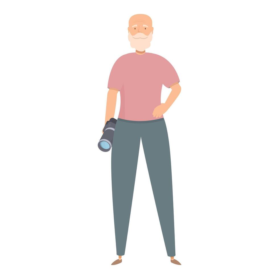 Senior photographer posing with professional camera vector