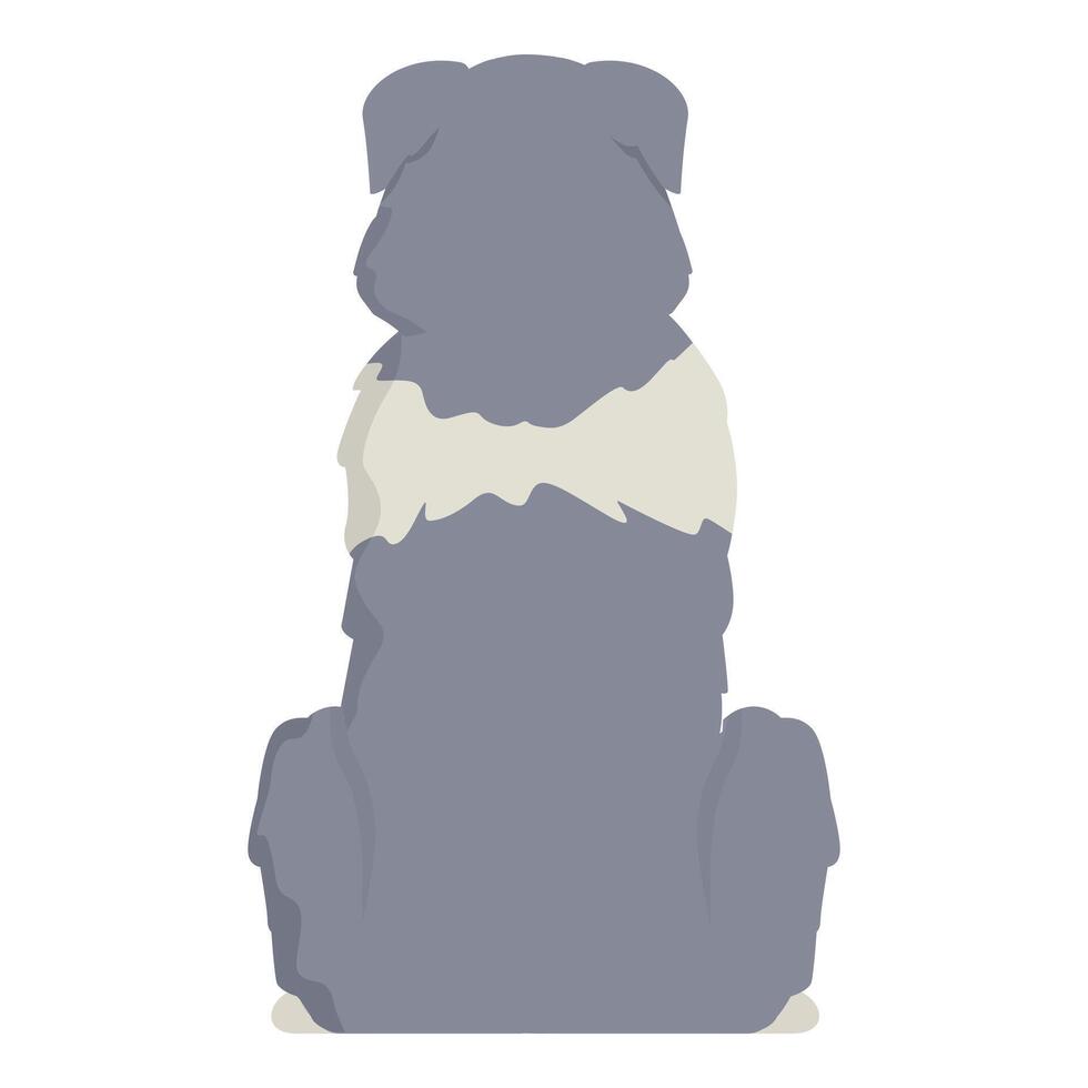 Gray shaggy dog sitting back view illustration vector