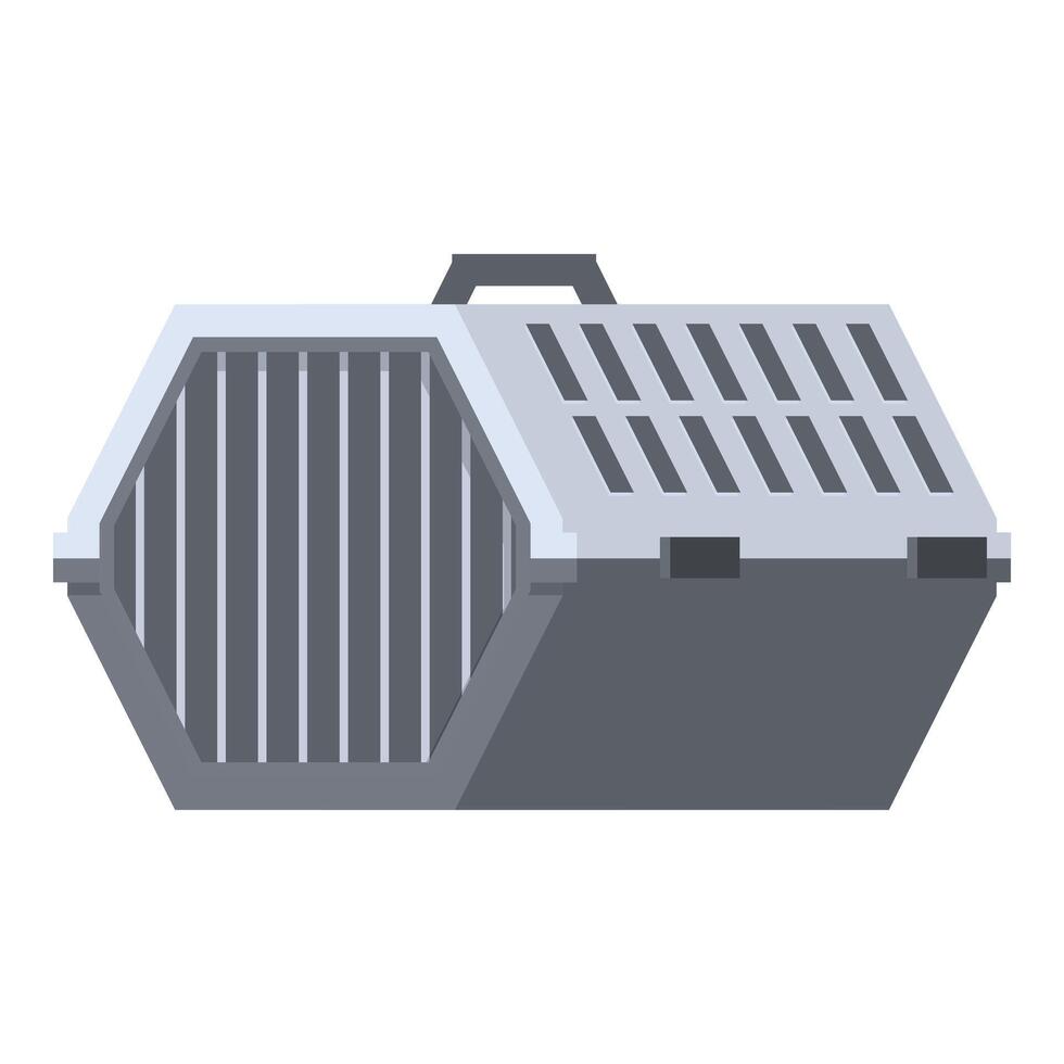 Gray plastic pet carrier for animals transporting isolated vector