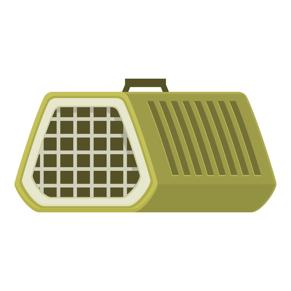 Green plastic pet carrier with metal door for cats and dogs transportation vector