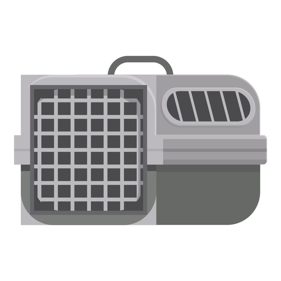 Gray plastic pet carrier with metal door for cats and dogs vector