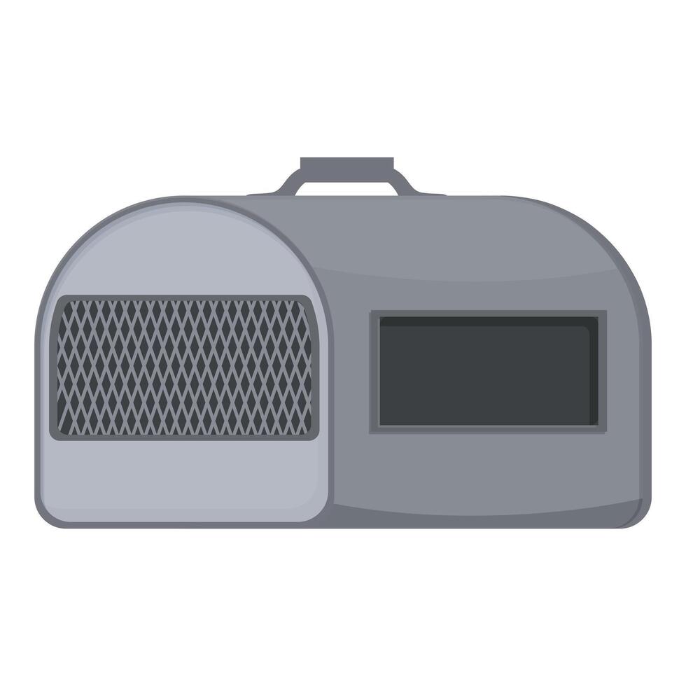 Gray plastic pet carrier for traveling with animals vector
