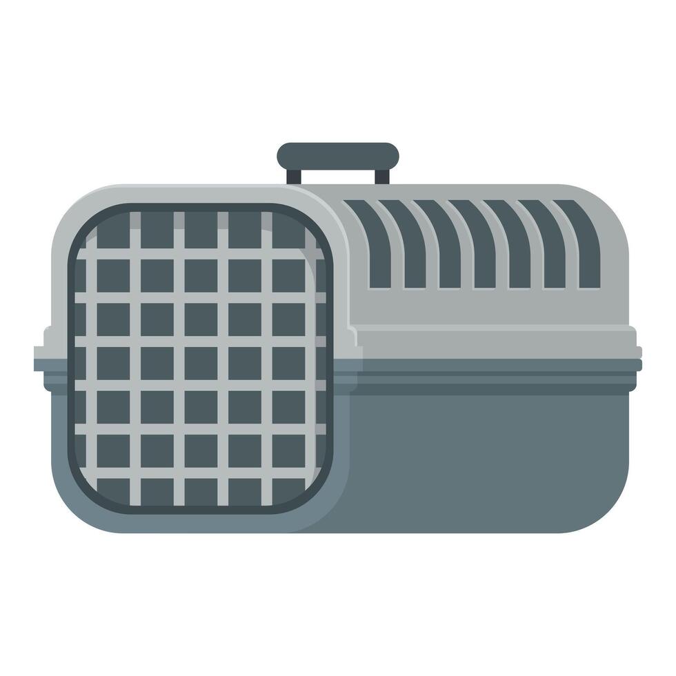 Gray plastic pet carrier for cats and dogs transportation vector