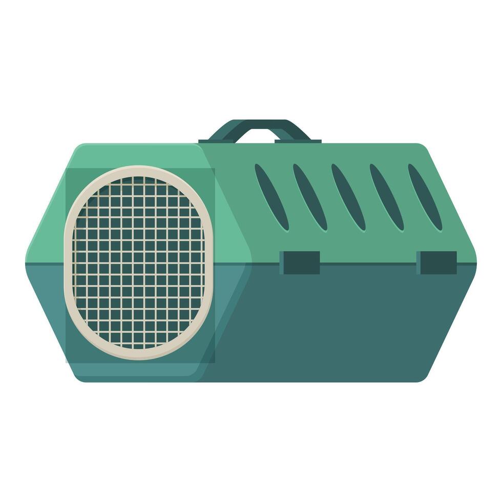Green plastic pet carrier providing safe and comfortable transportation vector