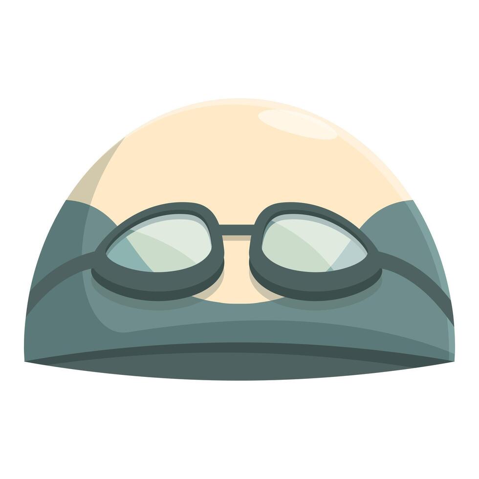 Swimmer wearing swimming cap and goggles preparing for competition vector