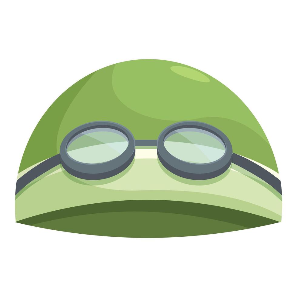 Green swimming cap with goggles for pool training vector