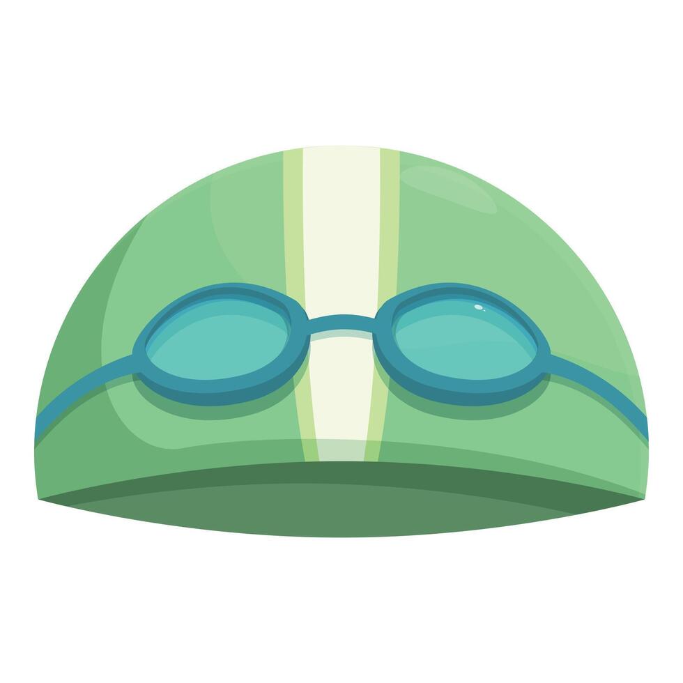 Green swimming cap with goggles for professional swimmers vector