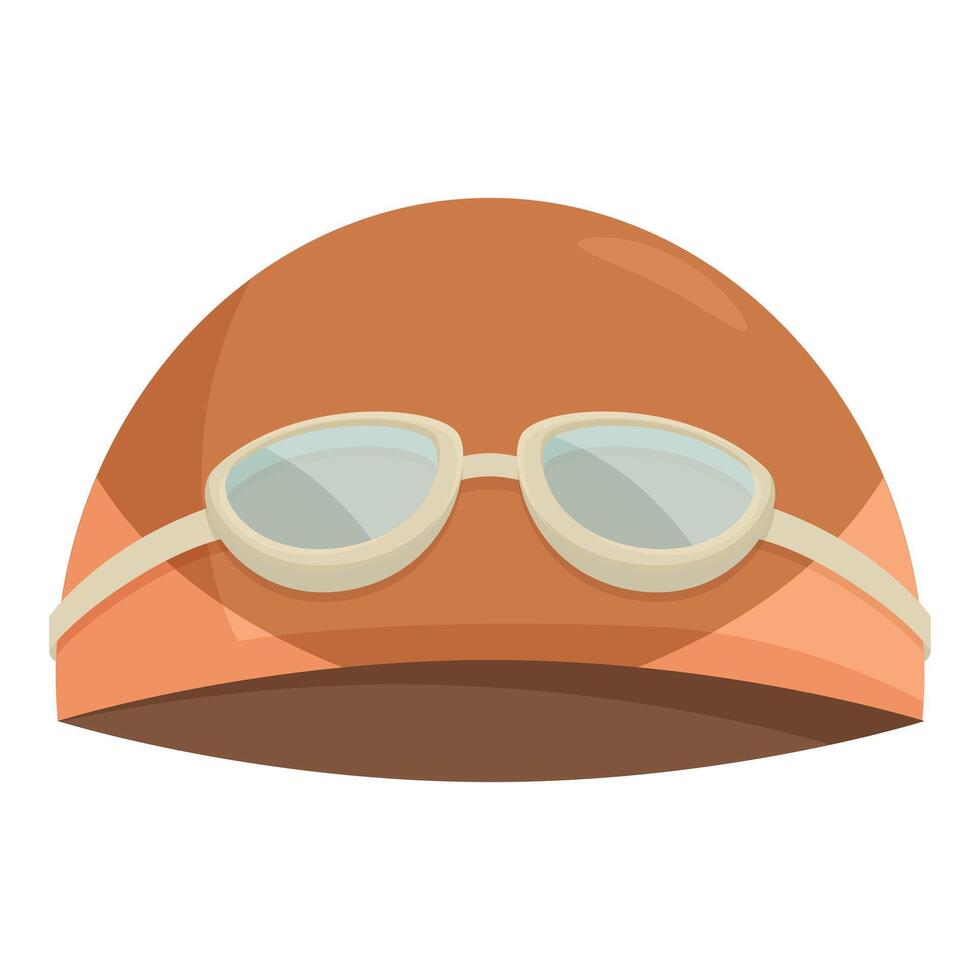 Orange swimming cap with goggles for swimming pool vector