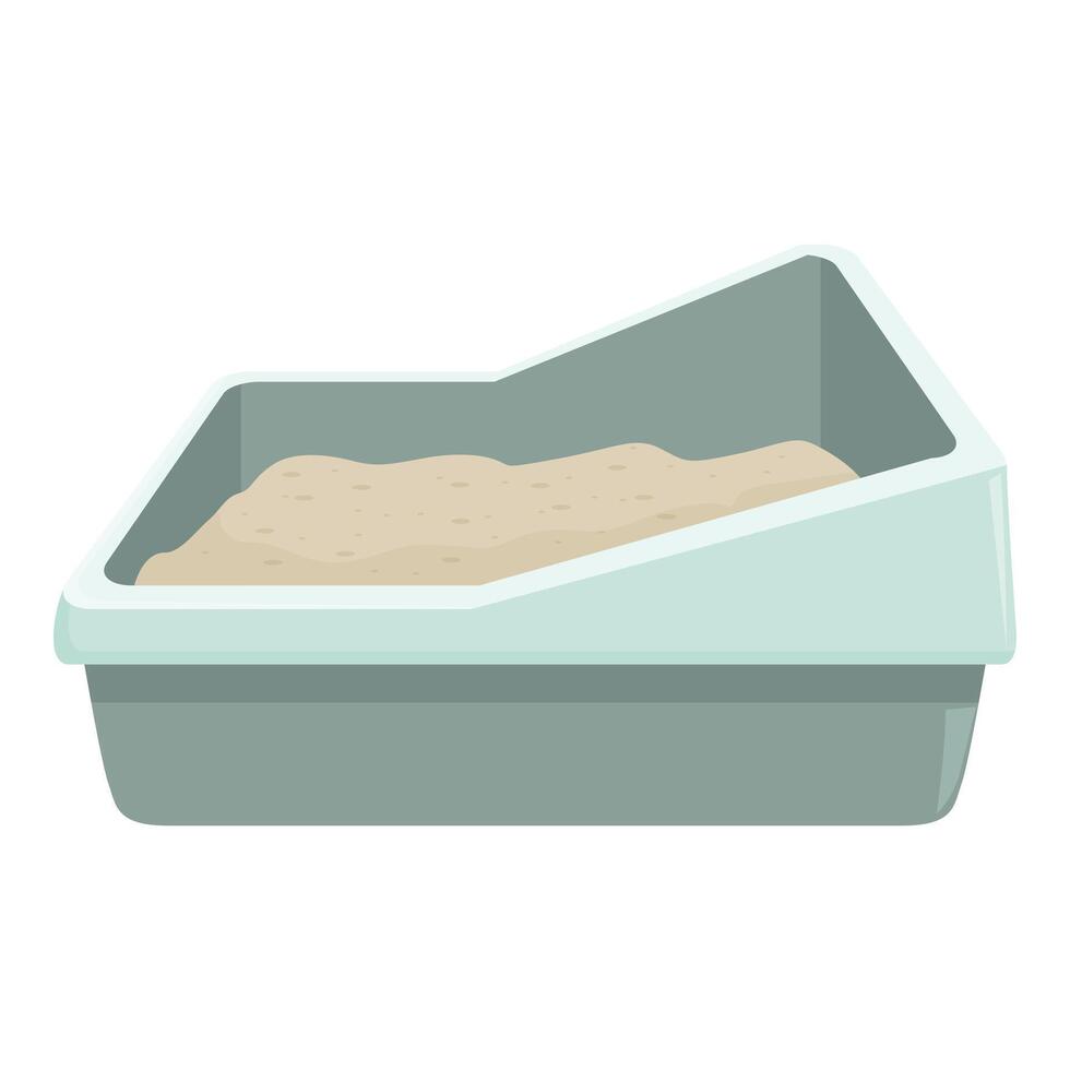 Green open litter box full of sand for cat hygiene vector
