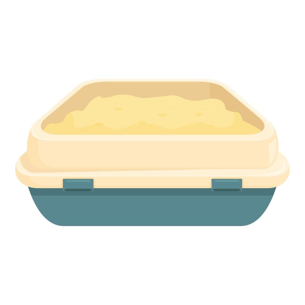 Cat litter box full of sand for feline hygiene vector